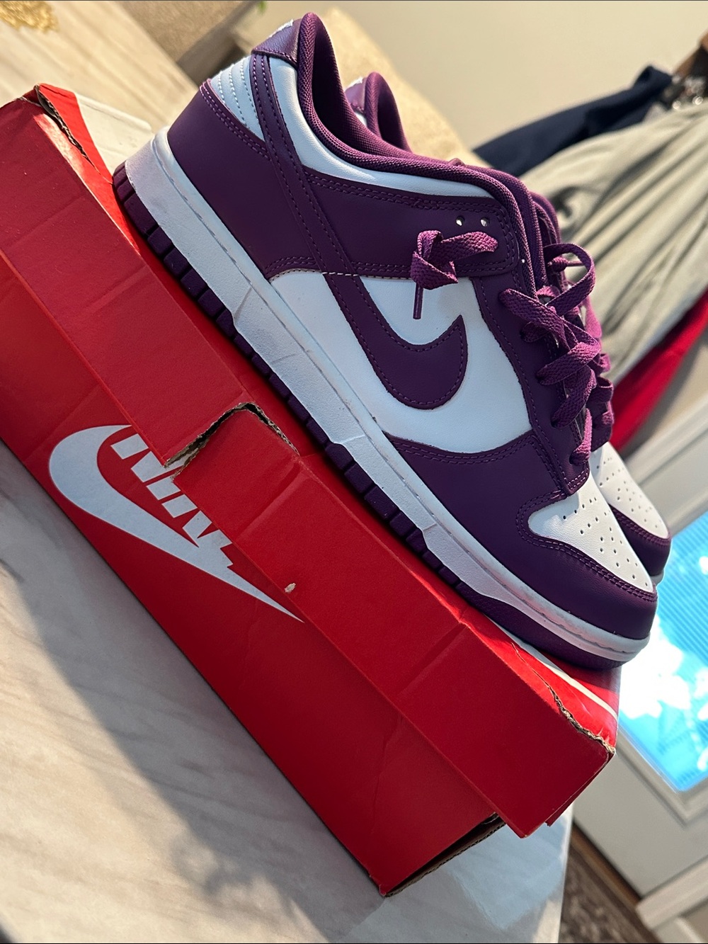 Nike Men's Purple and White Low-Top Sneakers